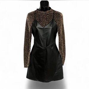 Black Mini Dress and Leopard Top